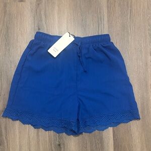 NWT Blue Women's Shorts with Lace Trim